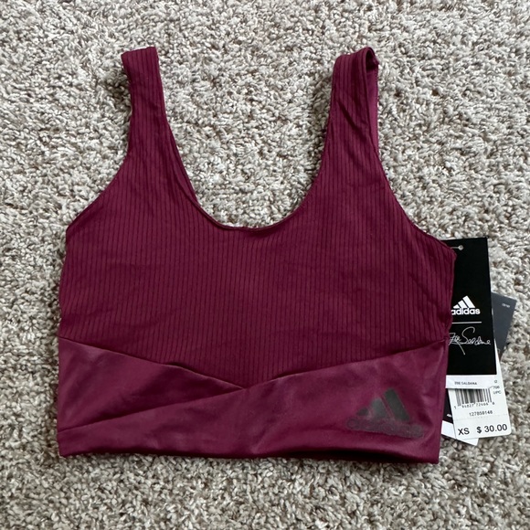 Burgundy Adidas Sports Bra - Picture 1 of 4